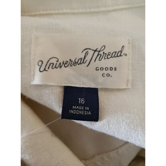 Universal Thread Short Sleeve Linen Boilersuit Women's Size 16 Button Up White - Picture 4 of 11